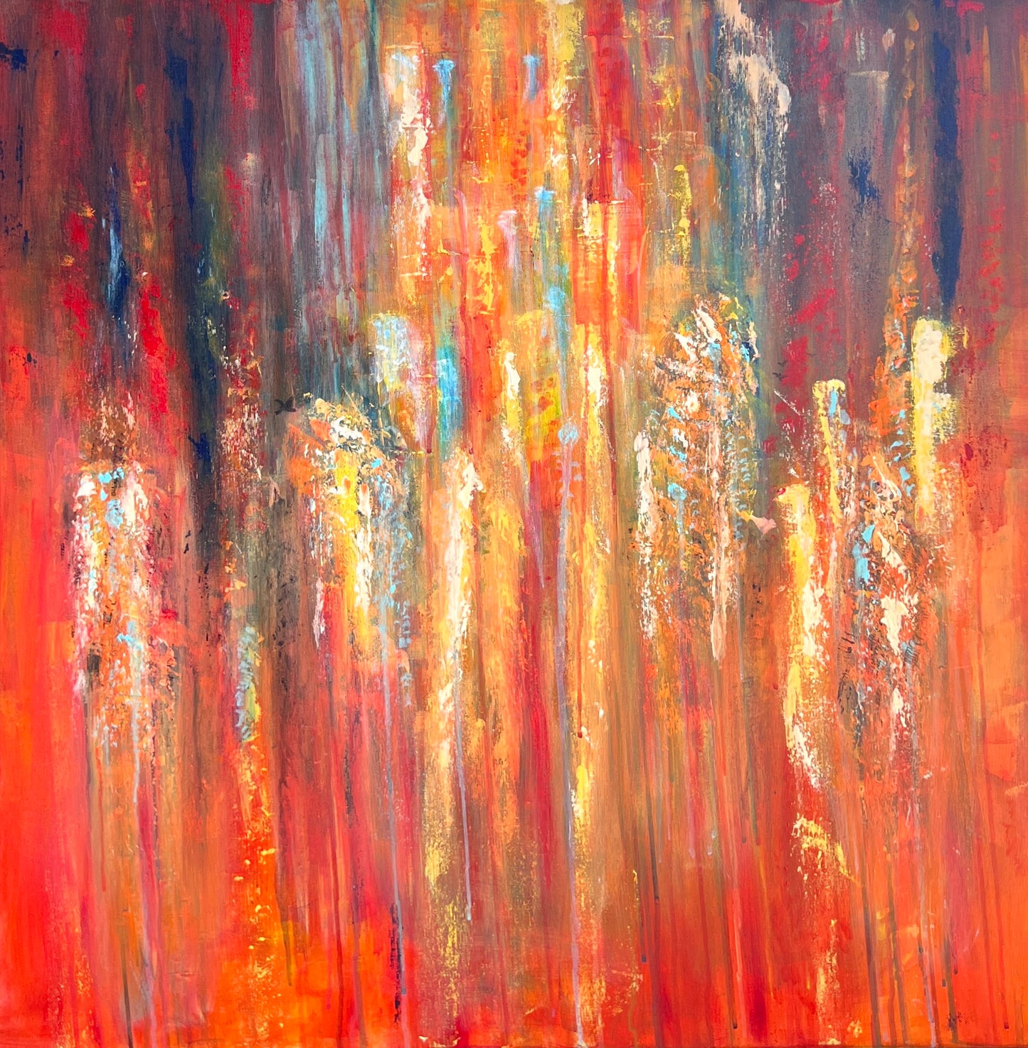 Elemental Clash – 80× 80cm