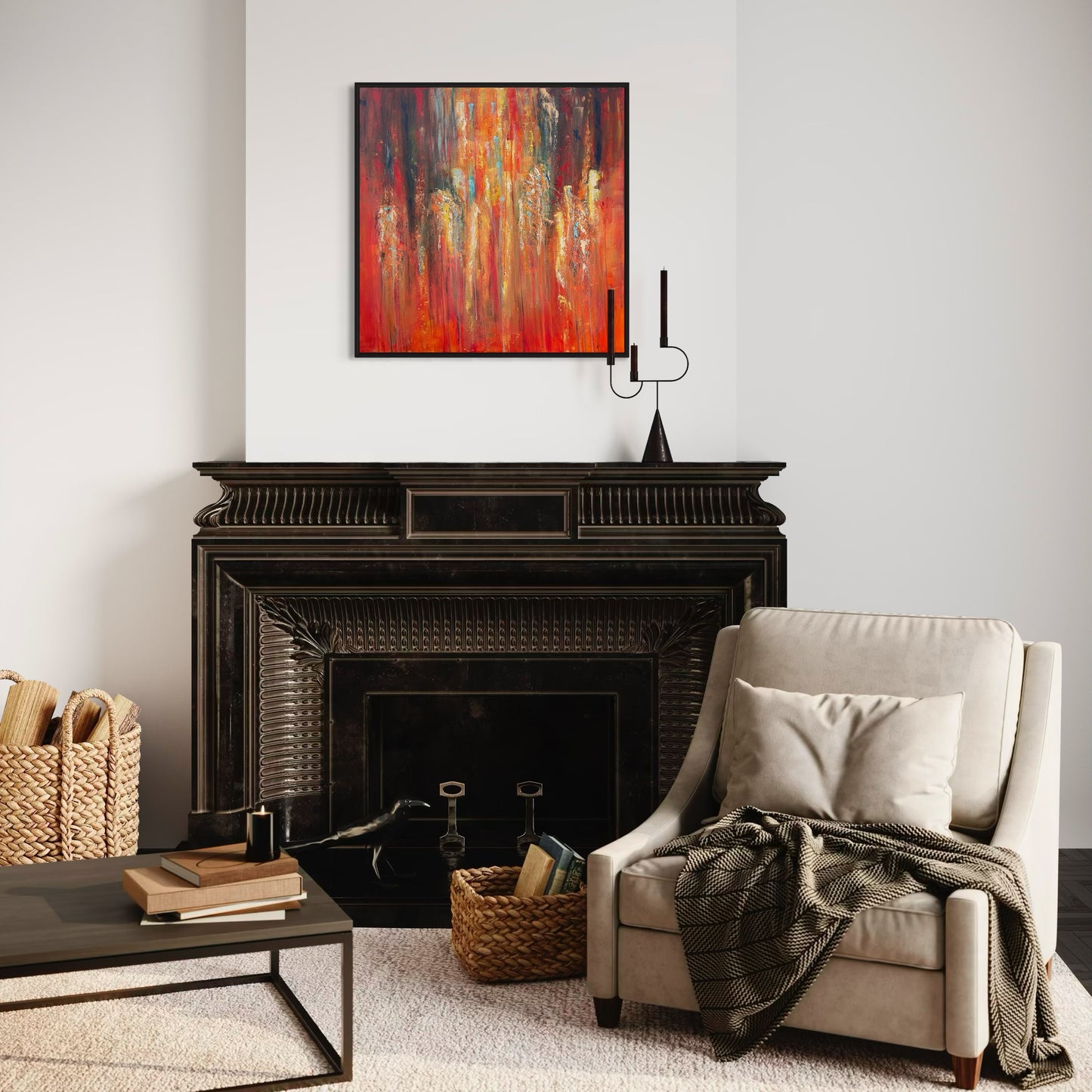 Elemental Clash – 80× 80cm