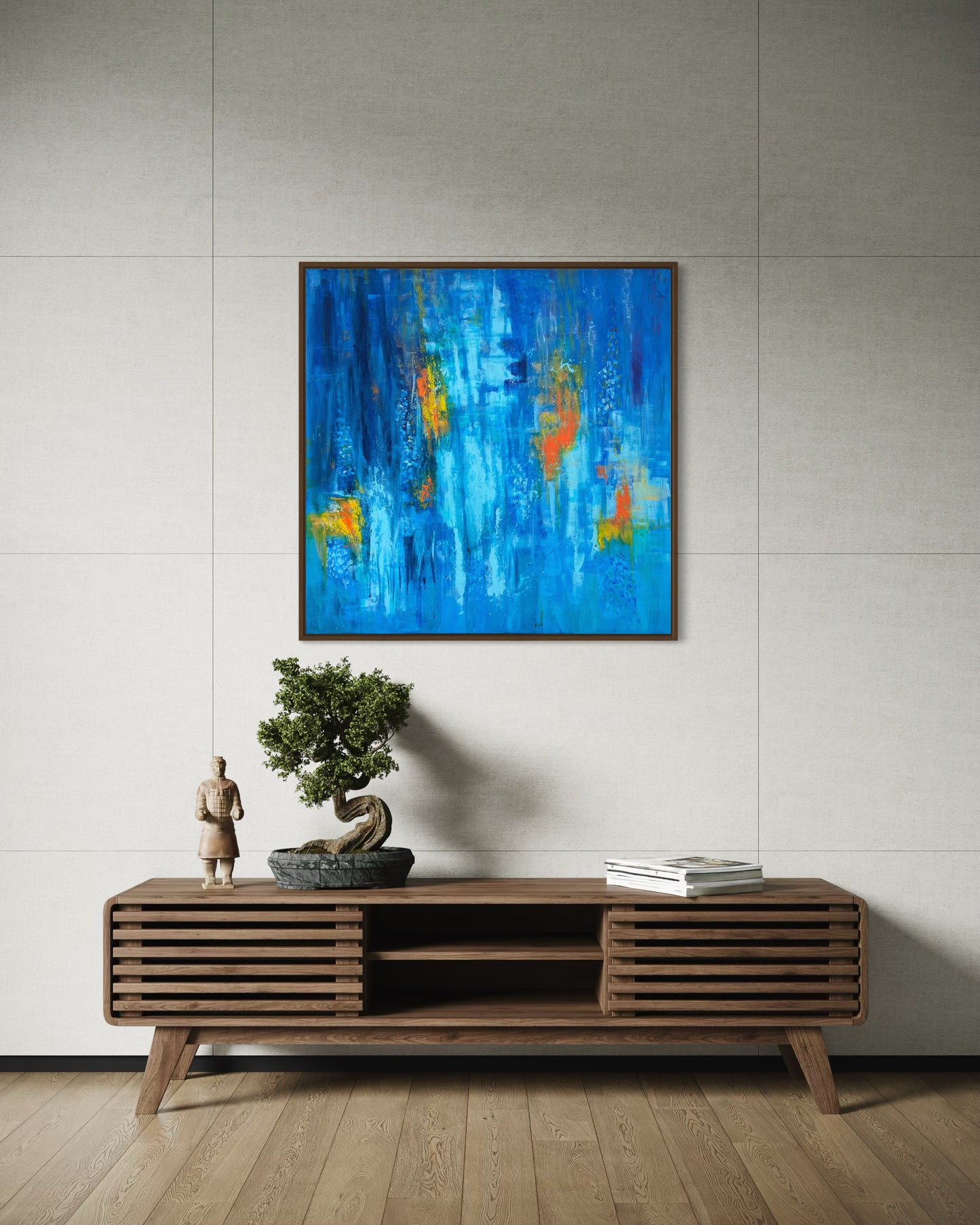 Abyss & Ember large-scale acrylic wall art displayed in modern home by Sisco Artworks