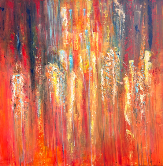 Elemental Clash – 80× 80cm