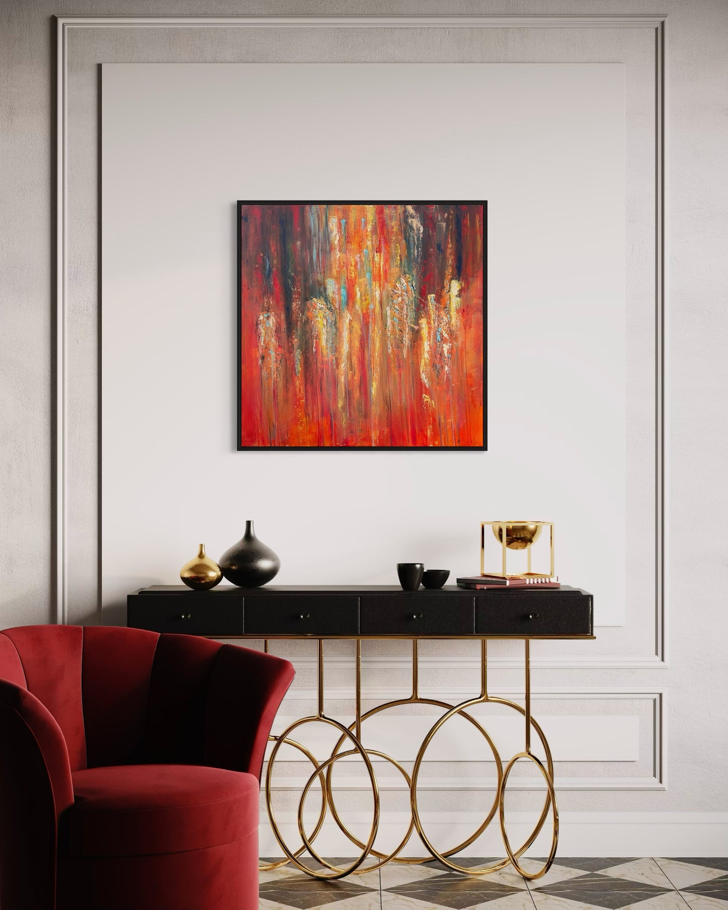 Elemental Clash – 80× 80cm