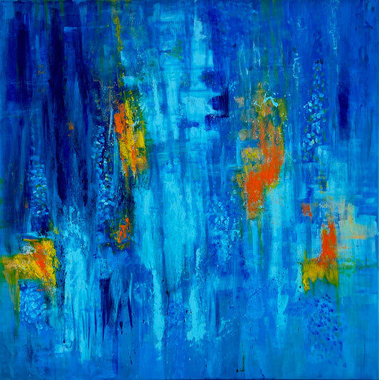 Abyss & Ember – water and fire abstract acrylic painting by Sisco Artworks