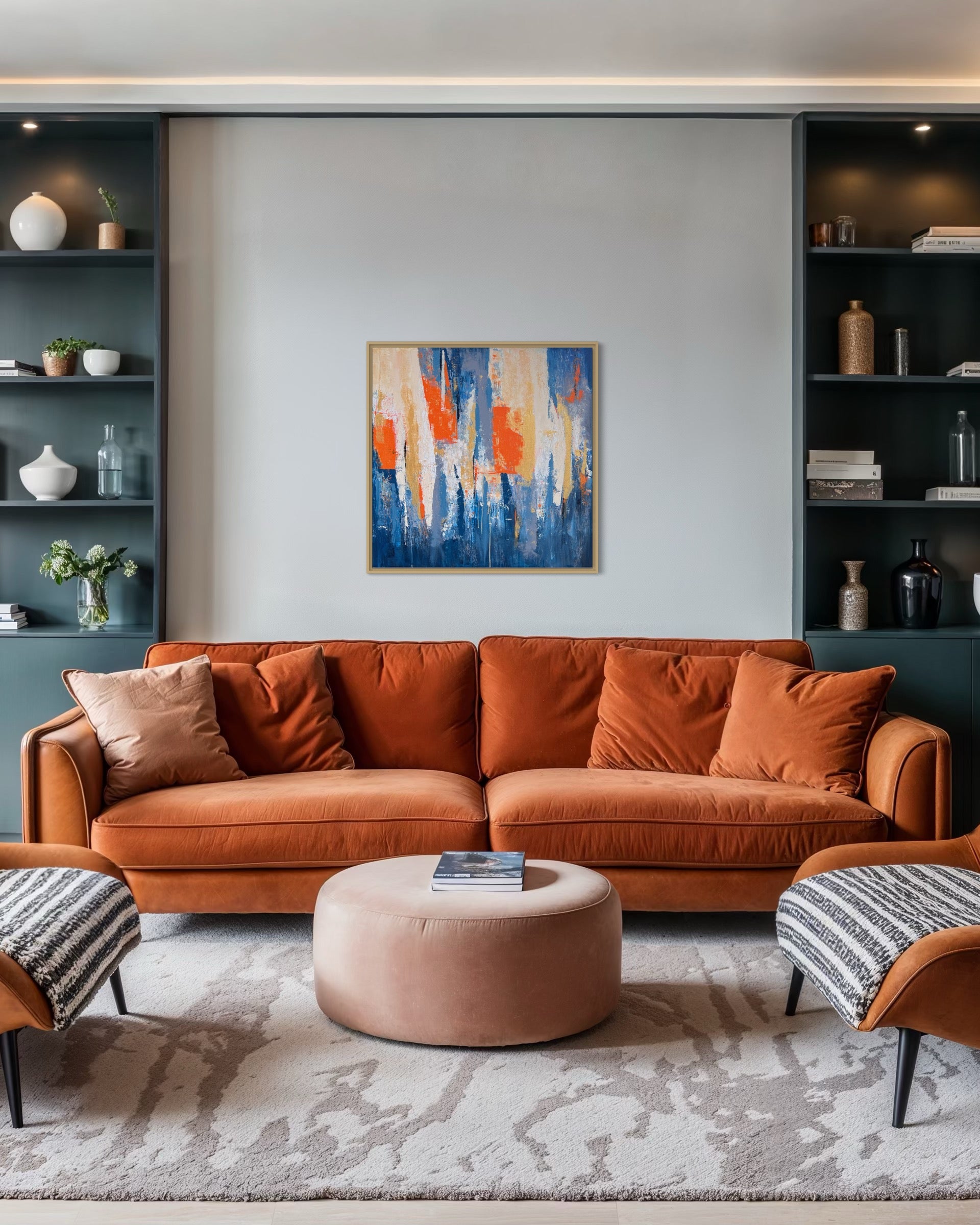 Fragments of Light large acrylic wall art in spacious modern living room